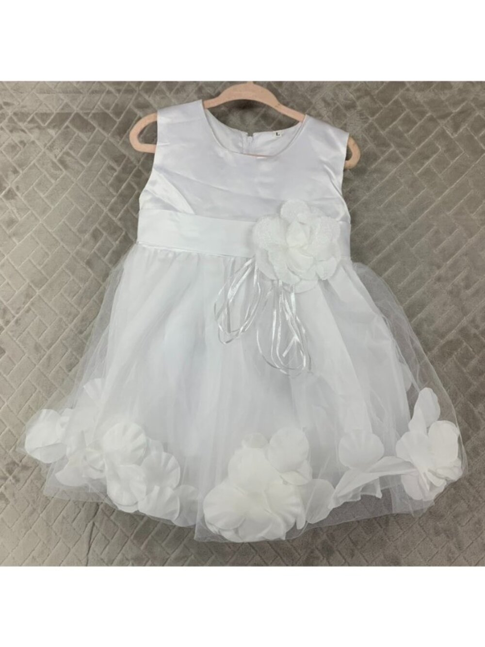 NNJXD Flower Girl Dress White Size 18-24 Months Mesh Skirt Flower Formal Wedding